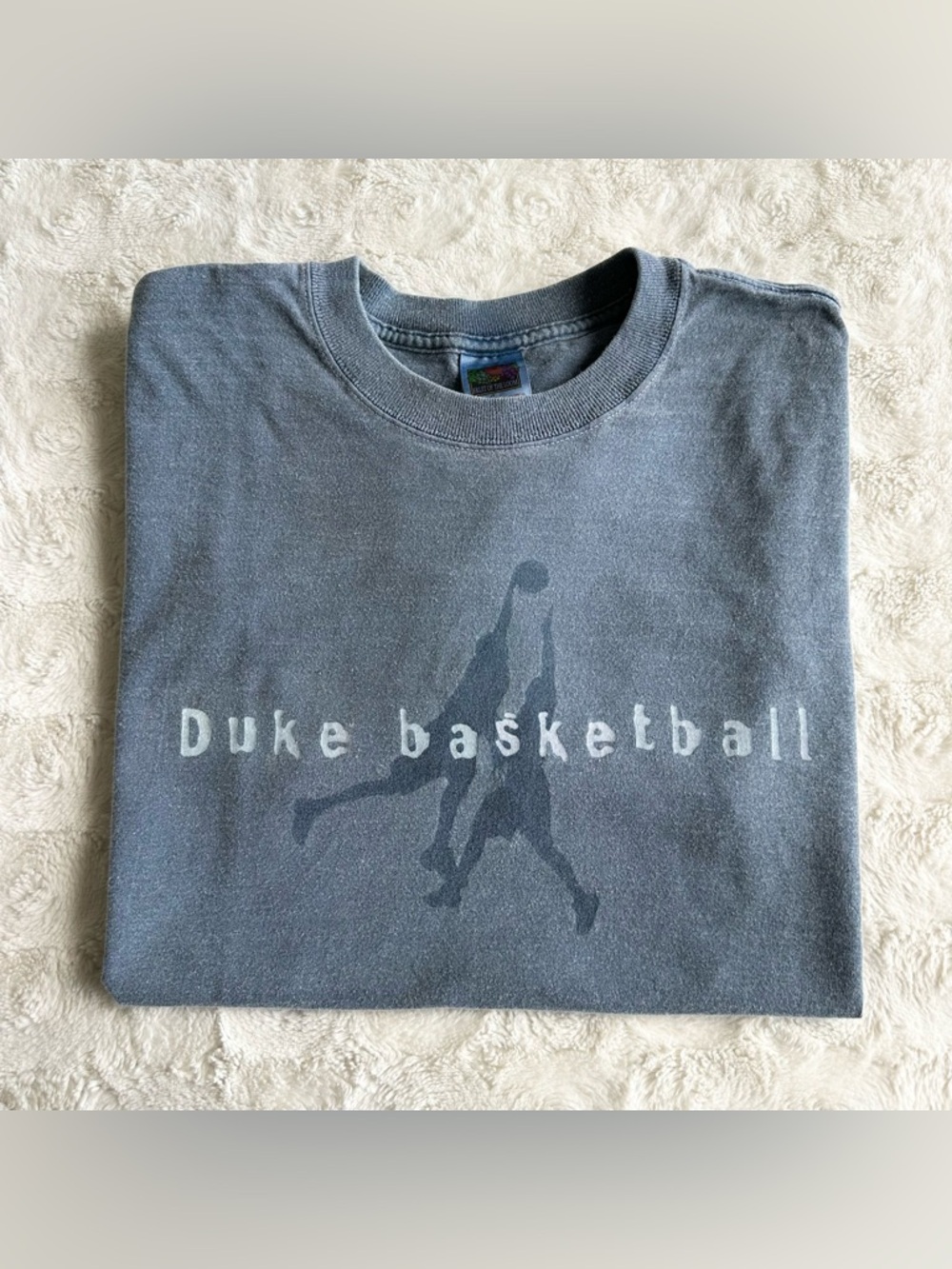 Vintage Duke Basketball Shirt Tee Mens Large Blue Devils Bball Hoops 90s Vtg SS